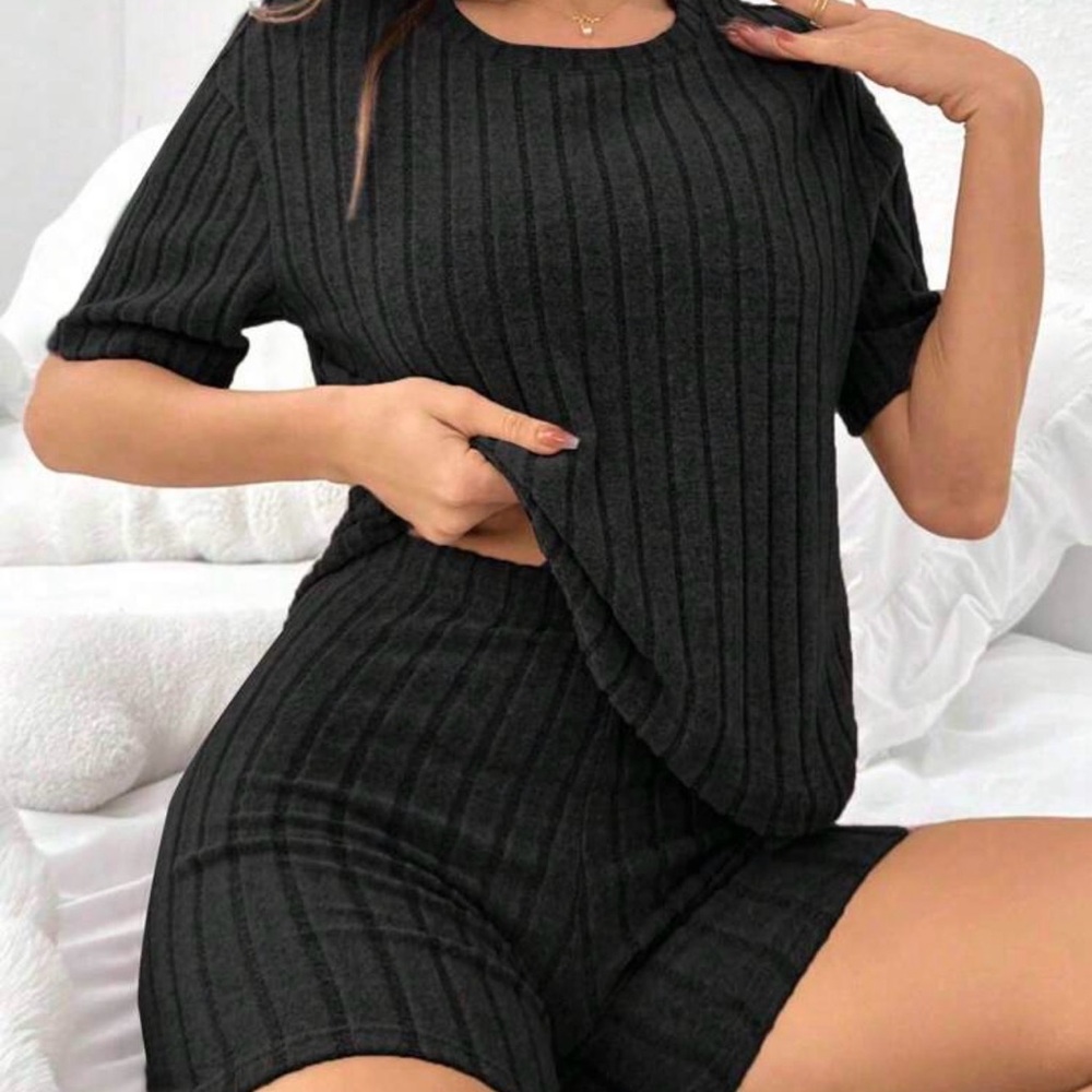Black Ribbed Knit shorts ONLY